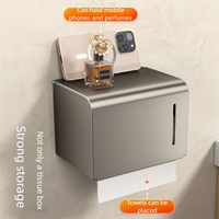 Waterproof toilet paper box wall mounted perforated roll paper drawer towel drawer storage shelf organizer bathroom