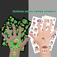 10pcs/set New Cartoon Luminous Robot Temporary Tattoo Sticker Fake Tattoos Stickers Waterproof For Birthday Gift
