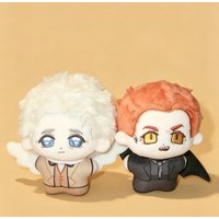 Good Omens Plush Aziraphale Crowley Mini Cotton Angel Demon Chibi Character Keychain Pendant Fan Collectible Backpack Decor Gift