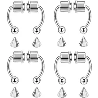 1/4Pcs Women Fake Piercing Nose Ring Hoop Septum Piercing Nose Clip Rock HipHoop Stainless Steel Magnet Fashion Body Jewelry