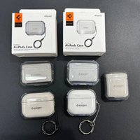 Spigen TPU Shockproof Soft Earphone Cover For AirPods 1 /2/3/4 Pro 3 Pro 2 Airbag Anti-Fall Clear Headphones Cover With Keychain