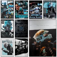 G-George Racing R-Russell Poster Self-adhesive Art Waterproof Paper Sticker Coffee House Bar Room Wall Decor