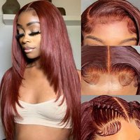 ISEE Hair 7x5 Reddish Brown Glueless Straight Lace Front Wigs Pre Cut Lace Wear Go Wigs 100% Human Hair Wigs with Layer