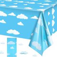 1/2/3pcs Blue Sky White Clouds Birthday Party Supplies Tablecloth Party Table Cover Cartoon Table Birthday Decorations