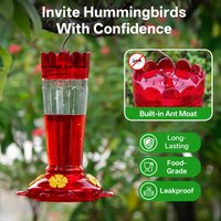 Hummingbird Feeders for Outdoors, 1/2 Pack-14oz Plastic Hummingbird Feeder,Leak Proof, Built-in Ant Moat, Red