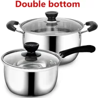 Stainless Steel pot Double Bottom Soup Pot Nonmagnetic Cooking Multi purpose Cookware Non stick Pan induction cooker used pot