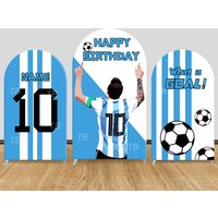 Messi Argentina Jersey Style Arch Backdrop Cover Soccer Celebration Scene For Kids Birthday Baby Shower Photo Booth Background