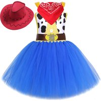 Cowgirl Toy Woody Dresses for Girls Jessie Princess Costumes Kids Christmas Halloween Outfits Fancy Tutus with Cowboy Hat Scarf image 4