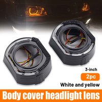 A Pair of White Light/yellow Light Two-Color Front LED Car Headlight Lens Car Angel Eye Integrated Lampshade