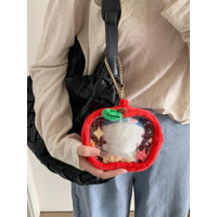 Cartoon Star/Apple-Shape Doll Storage Bag Pendant Transparent Doll Protect Case Plush Toy Dustproof Organizer Bag with Keychain