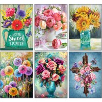 Diamond Embroidery Rose Handmade Mosaic Flower Cross Stitch Kits Home Decoration Full Round Drill Rhinestones Sale