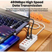 Fast USB Charger 12 in 1 Power Strip Desktop Charging Station Fast Charging 1m Cord USB HUB Adapter Socket for Home Office