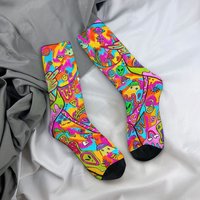 Psychedelic Alien Socks Soft Comfortable Skin Friendly Men's Socks Outdoor Sports Fitness Compression Socks Crazy Party Socks