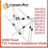 50PCS SA5.0CA SA6.0CA SA6.5CA SA9.0CA SA10CA SA12CA SA15CA SA18CA SA24CA DO-15 TVS transient suppression diode