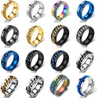 Titanium Steel Rotatable Chain Couple Ring Anxiety Multifunctional Jewelry Fashion 8mm Fidget Spinner Rings Power Sense Gifts