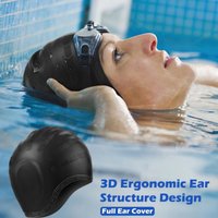1pc Silicone Swim Cap with Ear Protection Waterproof Non-slip Swimming Cap for Men Women Large Size for Long Hair