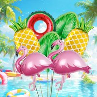 7pcs Flamingo Balloon Set, Suitable for Hawaiian Party Summer Beach Theme Birthday Party, Summer Pool Beach Party Decorations
