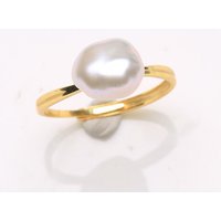 Natural Baroque Pearl ring White freshwater pearl 18K adjustable Wedding Fashion Lucky Party Cultured Man Finger