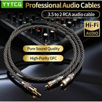 YYTCG HiFi 3.5mm to 2rca AudioCable 6N OFC AUX 3.5 Stereo jack RCA YSplitter cable for MP3 MP4 PC PhoneAmplifiers Mixer
