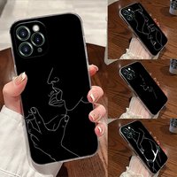 Sexy Line Art Lover Couple Kiss Case For Apple iPhone 17 16 15 14 13 12 11 Pro Max 16 Plus 16E 17Air 17Pro Phone Cover Silicone