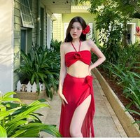 Bikini Set Invisible Push Up V Cut Small Large Bust Swimwear Summer Getaway Slimming Sexy Pure Chic Influencer Beach Resortโโ