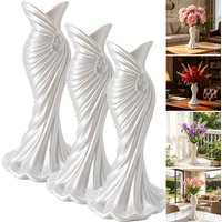 Elegant Dress-Shaped Vase, 3D Textured Pearl White Vase, Modern Decorative Vase for Home Living Room, Unique Art Vase for Flower