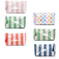 Cross-border striped cosmetic bag high-value large-capacity cosmetic storage bag contrasting color travel portable cosmetic bag