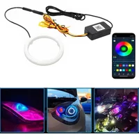 1PC 9-30V RGB Cotton LED Angel Eyes Halo Rings 60mm 70mm 80mm LED Headlight Lamps For Motorcycle DRL Eyes APP Control Decorative