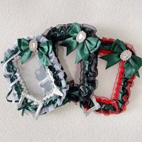 1Pc Vintage Photo Frame Lace Photo Card Holder, Bowknot Handmade DIY Finished Product, Two-Dimensional Cartoon Anime Card Holder, Celebrity Fan Club Collection Small Card Polaroid Photo Display