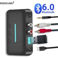 Bluetooth 6.0 Audio Receiver 3.5mm AUX RCA Wireless Audio Adapter Support U-Disk Playback For PC/TV/Car Kit/ Speaker Amplifier