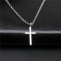 Simple Classic Fashion 17x8mm Antique Silver Color Small Cross Mini Cross Pendant Women Short Chain Necklaces Choker Necklace