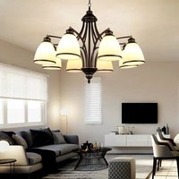 American Rural Retro LED Chandelier Living Room Bedroom Study Dining Room Ceiling Chandelier 110V 220V 230V 240V Indoor Lighting
