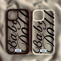 Trendy Baby Doll Letter Zebra Stripe Case for iPhone 11 12 13 14 15 16 17 Pro Max 16E Air X XR XS 7 8 Plus SE 2022 Clear Cover