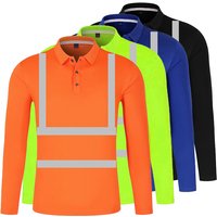 Hi Vis Safety Work Polo Shirt Reflective Construction Shirts for Men Women Quick Dry Long Sleeve Shirt Men Outdoor