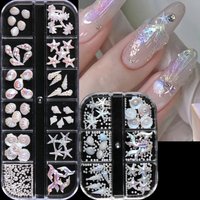 6/12 Slots Aurora Dreamy Ocean Series Nail Charms Starfish Seashells Nail Slices Decoration Summer DIY Wedding Manicure Supplies