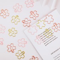 30pcs Metal Macaron Colors Paper Clips Sakura Paper Needle Bookmark Metal Memo Clip Stationery Cherry Blossoms Clips