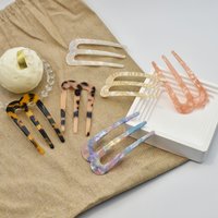 2pcs Women's Multicolor acetic acid U-shaped hairpin bun holder Chinese style Hairpin French low bun Hairpin Mother's Day gift