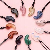 Creative natural crystal stone Yin Yang fish pendant adjustable necklace for men's and women's jewelry