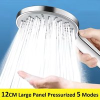 New 12CM 5 Modes Adjustable Shower Head High Pressure Silver Black Massage Rainfall Handheld Showerhead Bathroom Accessories