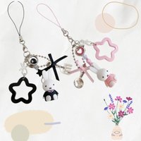 Miffy Bunny Cartoon Retro Keychain Bag Charm, Y2K Punk Style Star
