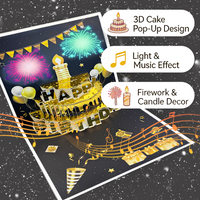 3D Pop Up Birthday Cards, Musical LED Lights Birthday Cards, Greeting Cards, for Mom Women Men Kids Child Dad Father Wife