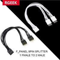 RGEEK 20cm 2.54mm F_PANEL Single Female To Dual Male Jumper 10cm 9Pin for PC Motherboard Power Switch Reset HDD Hard Drive