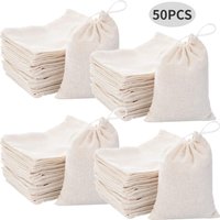 50pcs Pure Cotton Gauze Cloth Bag Single Suction Filter Bag Marinade Seasoning Dreg-separating Drawstring, Cotton Cloth Tea Bag