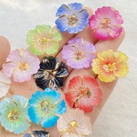 10pcs 3D Shiny Colorful Acrylic Flower Flat-Back , Suitable for Scrapbook DIY Jewelry Craft