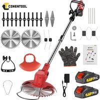 CONENTOOL Tondeuse à gazon sans fil 6 pouces 15000 tr/min, débroussailleuse pliable et réglable 2x2000 mAh pour batterie Makita 18V