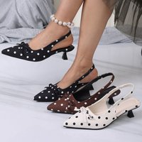 Summer High Heels Polka Dot Women Sandals Fashion Singbacks Mules Shoes Elegant Satin Butterfly-knot Stripper Party Sandalias