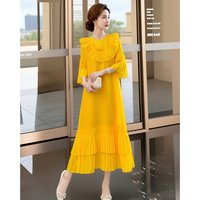 Miyake Style High-end Pleated Green Skirt Summer New Seaside Vacation Dress Women's Loose Large Size Spring Skirt