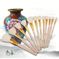 12pcs Pottery Art Wool Brush for Ceramic Glaze/painting Coloring Watercolor Paint Acrylic Craft DIY Painting Pen Art Supplies