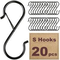 24 Pcs Large S Hooks with Safety Buckle,Heavy Steel S Shaped Closet Hooks for Hanging Plants Closet Kitchen Utensil Pot Pan Bag