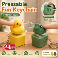 1-4Pcs Croaking Frog Fidget Toy Keychain Rechargeable Frog Keychain with Sound Funny Frog Keyboard Clicker Stress Relief